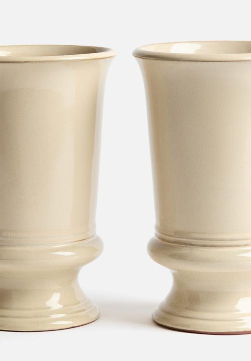 H&M - Reactive-glaze terracotta vase - light beige