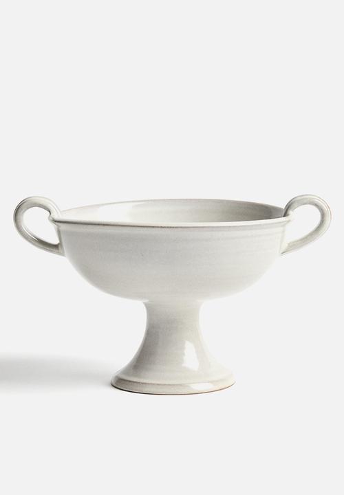 H&M - Footed reactive-glaze serving bowl - white