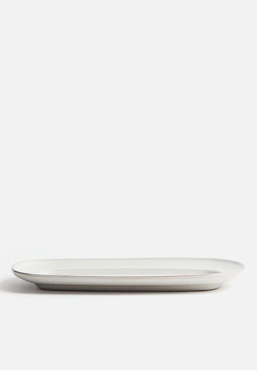 H&M - Reactive-glaze serving plate - white