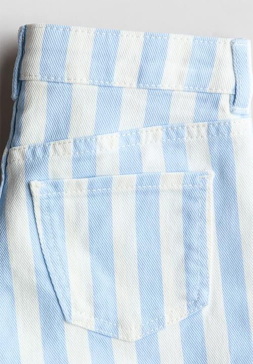 H&M - Denim shorts - light blue/striped