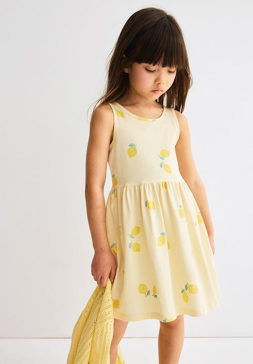 H&M - Patterned cotton dress - light yellow/lemons