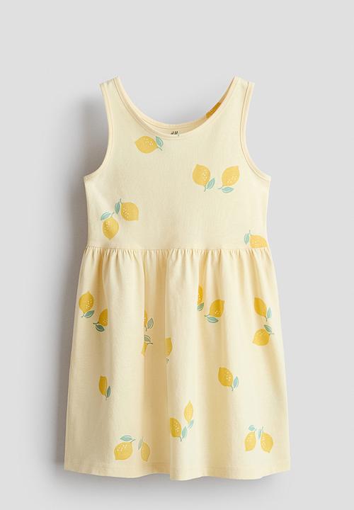 H&M - Patterned cotton dress - light yellow/lemons