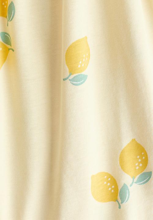 H&M - Patterned cotton dress - light yellow/lemons