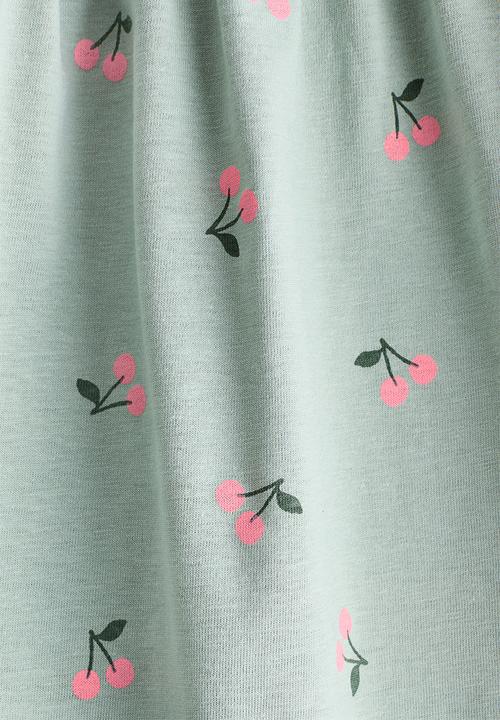 H&M - Patterned cotton dress - light green/cherries