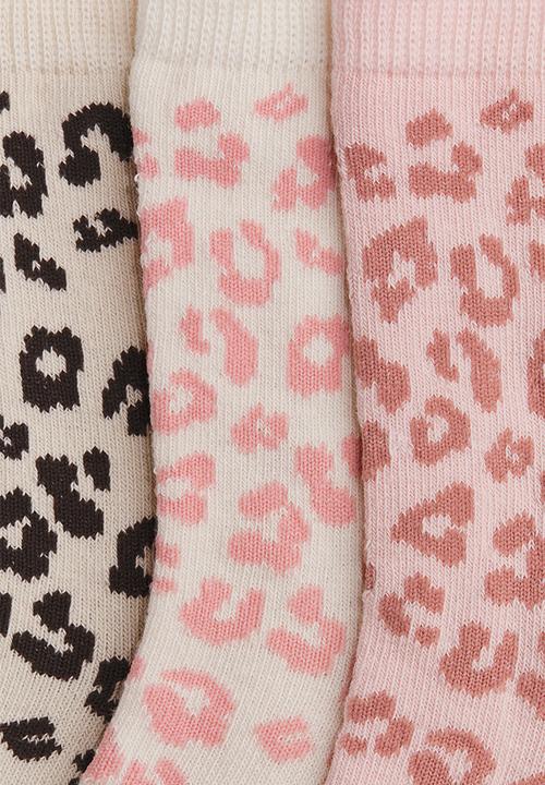 H&M - 10-pack socks - light pink/leopard print