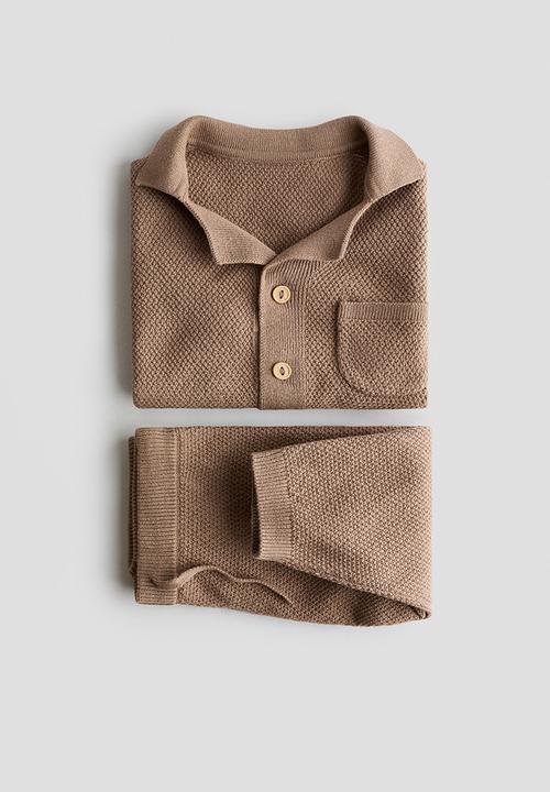 H&M - 2-piece cotton-knit set - light brown