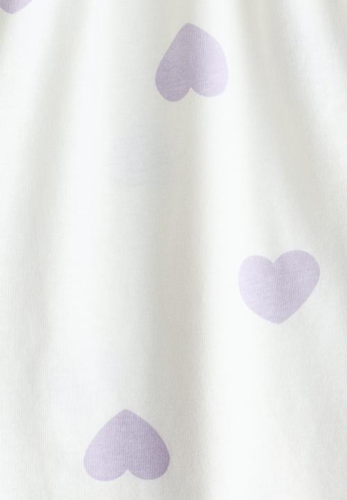 H&M - Printed cotton dress - white/hearts