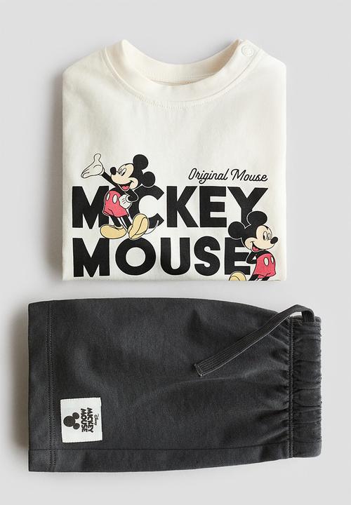 H&M - 2-piece printed set - white/mickey mouse