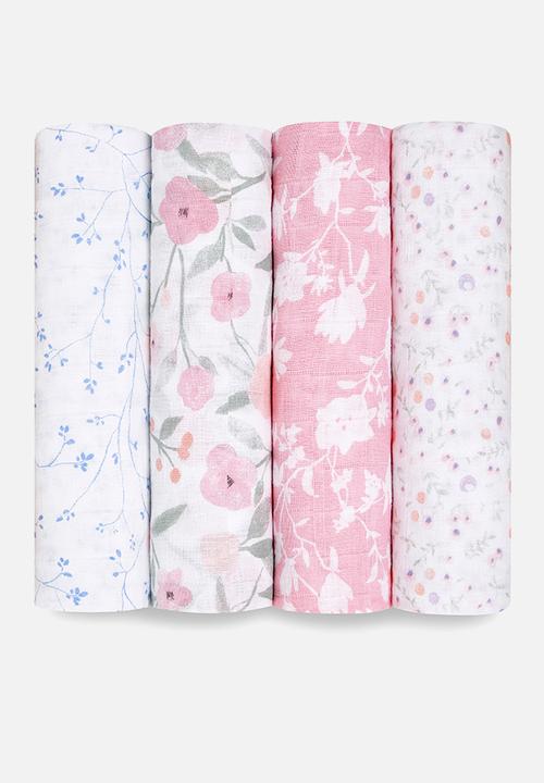 Aden & Anais - Large Swaddles Cotton Muslin 4Pk - Ma Fleur 4-Pack