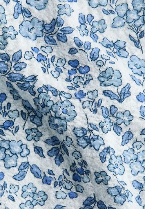 H&M - Cotton muslin trousers - white/blue floral
