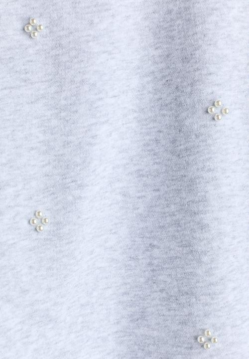 H&M - Motif-detail t-shirt - light grey marl/beads