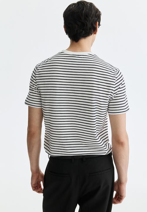 H&M - Slim fit T-shirt - white/black striped