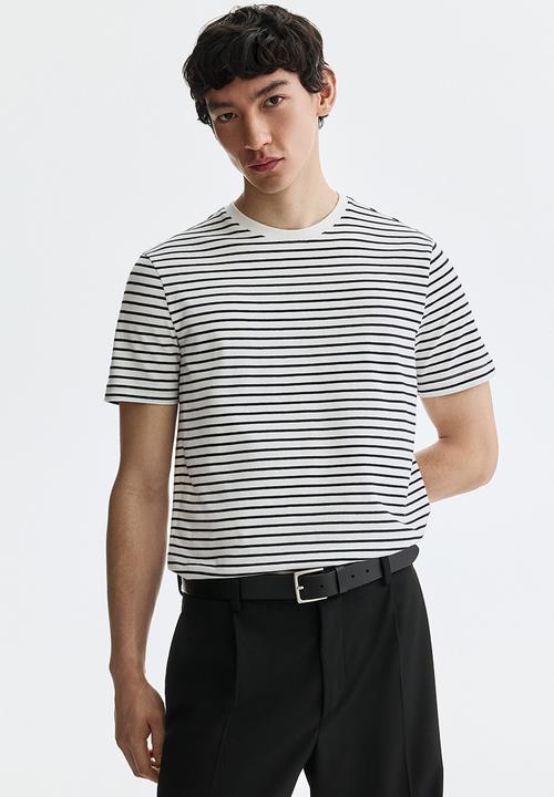 H&M - Slim fit T-shirt - white/black striped