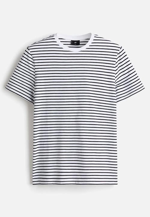 H&M - Slim fit T-shirt - white/black striped
