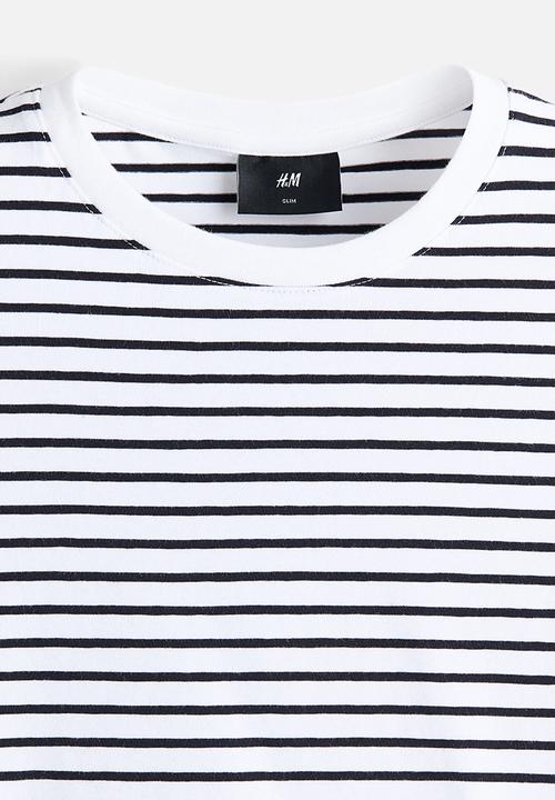 H&M - Slim fit T-shirt - white/black striped