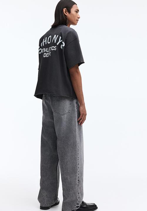 H&M - Oversized fit boxy-style T-shirt - dark grey/soho nyc