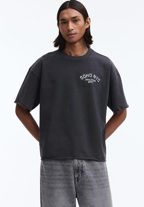 H&M - Oversized fit boxy-style T-shirt - dark grey/soho nyc