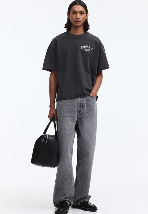 H&M - Oversized fit boxy-style T-shirt - dark grey/soho nyc