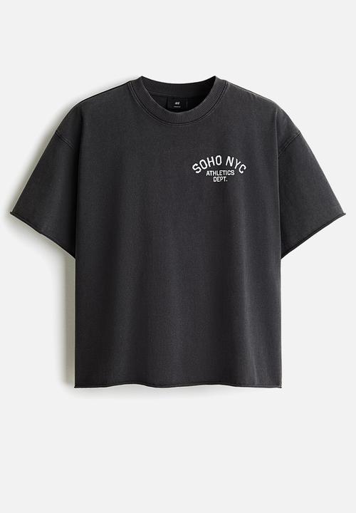 H&M - Oversized fit boxy-style T-shirt - dark grey/soho nyc