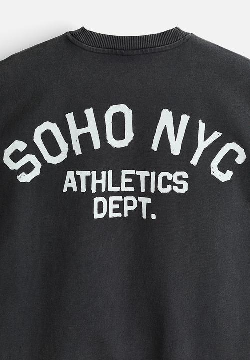 H&M - Oversized fit boxy-style T-shirt - dark grey/soho nyc