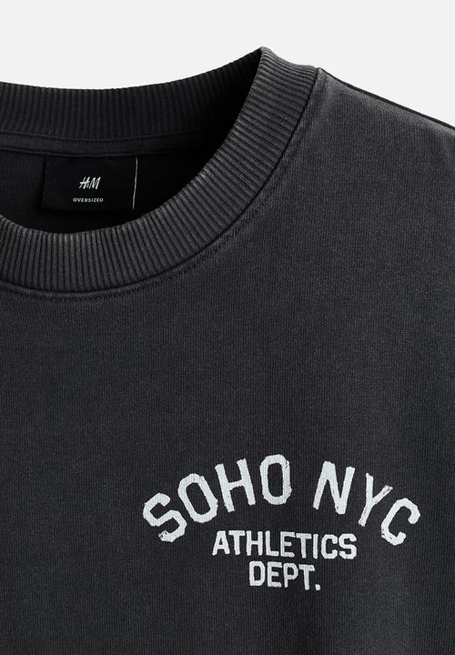 H&M - Oversized fit boxy-style T-shirt - dark grey/soho nyc
