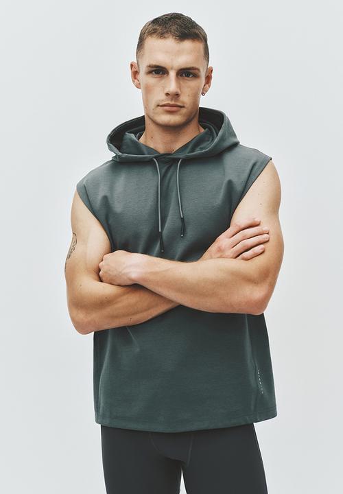 H&M - Regular fit sleeveless sports hoodie with drymove™ - dusty green