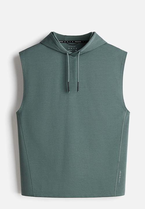H&M - Regular fit sleeveless sports hoodie with drymove™ - dusty green