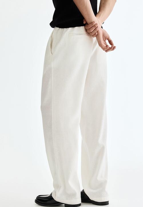 H&M - Relaxed fit linen-blend trousers - white