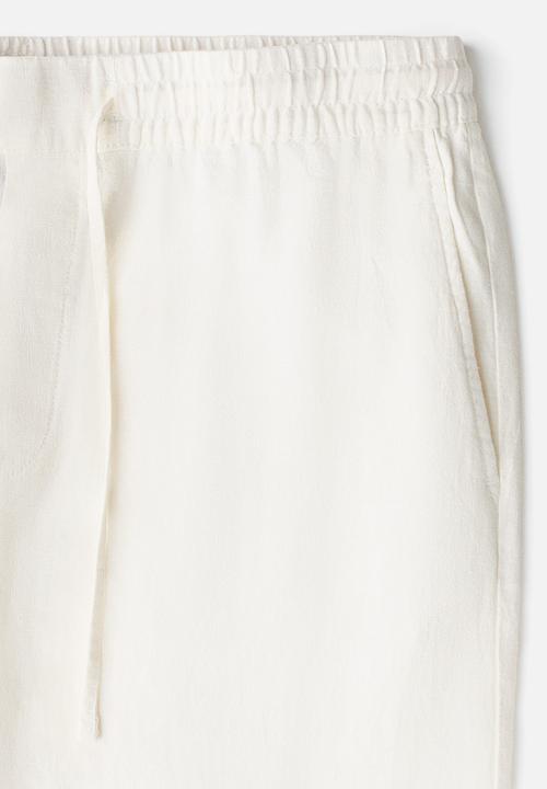H&M - Relaxed fit linen-blend trousers - white