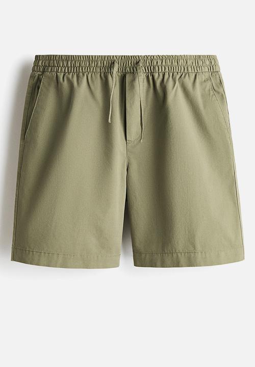 H&M - Relaxed fit cotton shorts - khaki green