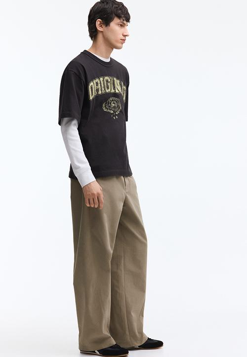 H&M - Relaxed fit twisted trousers - khaki green