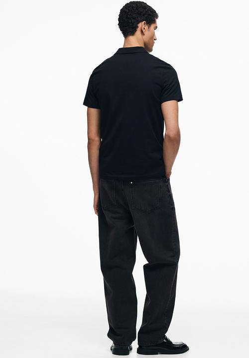 H&M - Slim fit polo shirt  - black