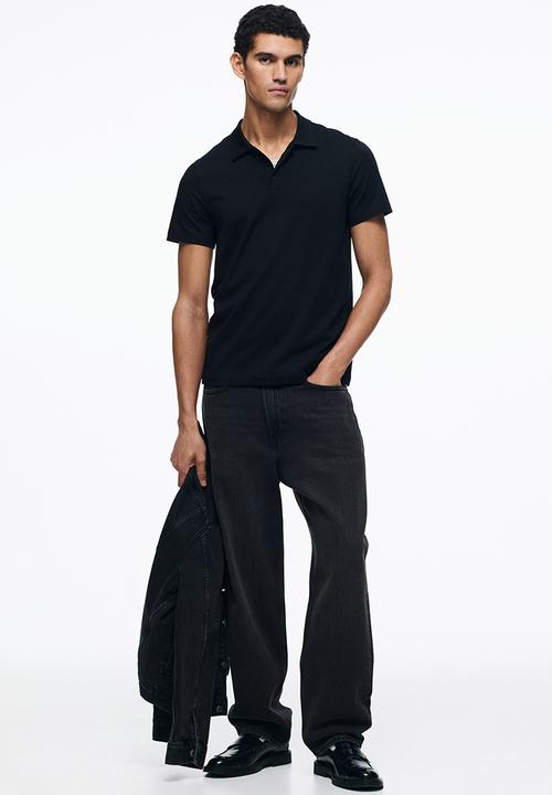 H&M - Slim fit polo shirt  - black
