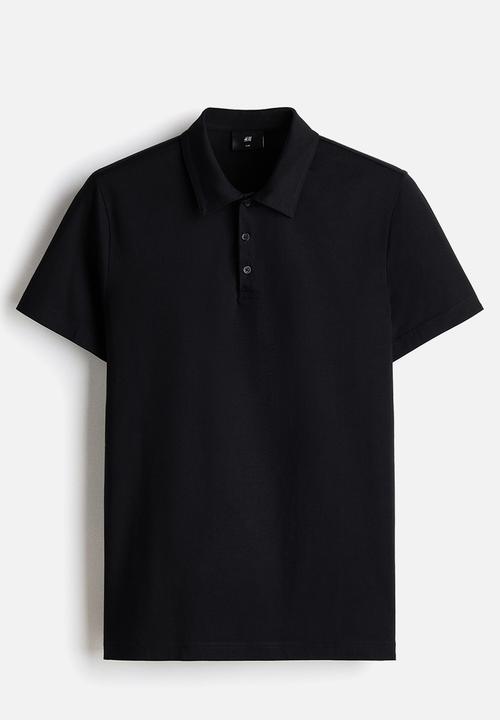 H&M - Slim fit polo shirt  - black