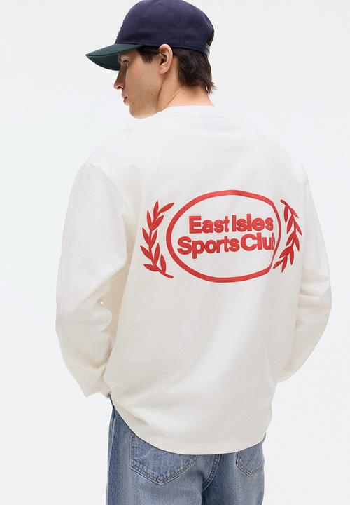 H&M - Loose fit printed long-sleeved top - white/sports club