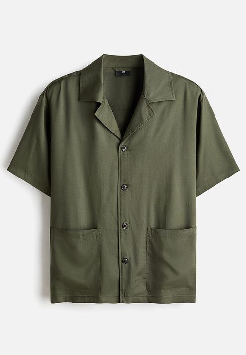 H&M - Relaxed fit resort shirt - dark khaki green