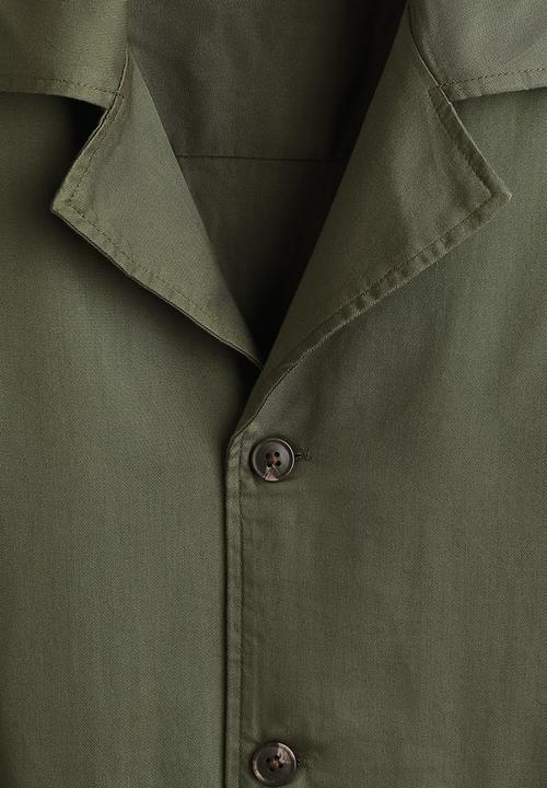H&M - Relaxed fit resort shirt - dark khaki green