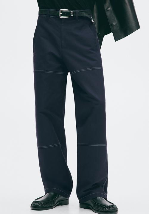 H&M - H&M Atelier: Loose fit cotton trousers - dark denim blue
