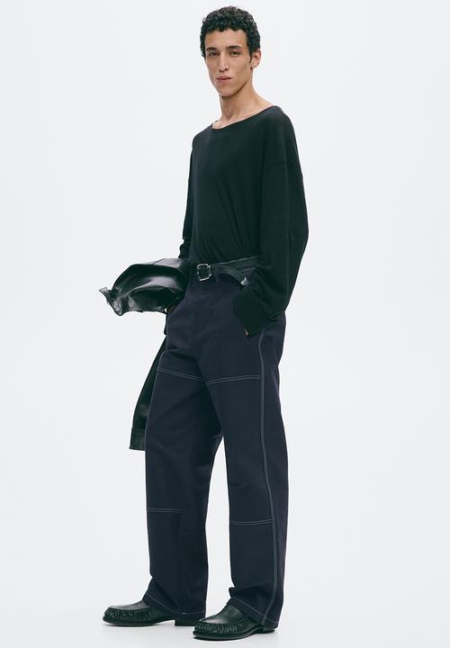 H&M - H&M Atelier: Loose fit cotton trousers - dark denim blue
