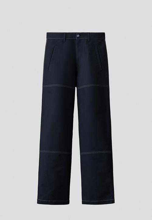 H&M - H&M Atelier: Loose fit cotton trousers - dark denim blue