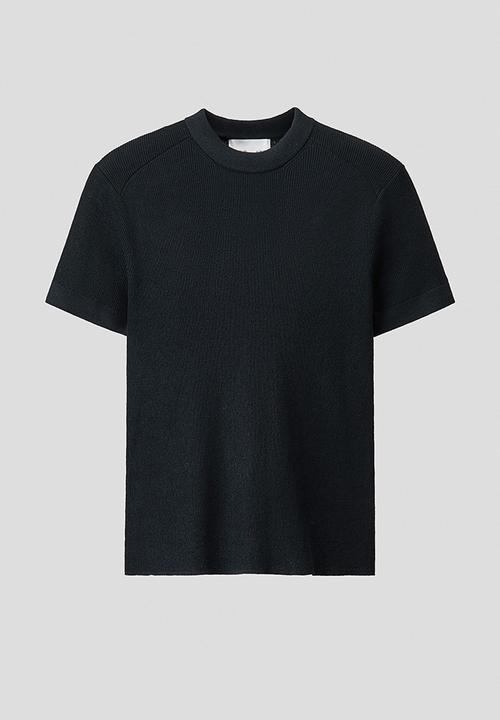 H&M - H&M Atelier: Slim fit knitted wool-blend t-shirt - navy blue