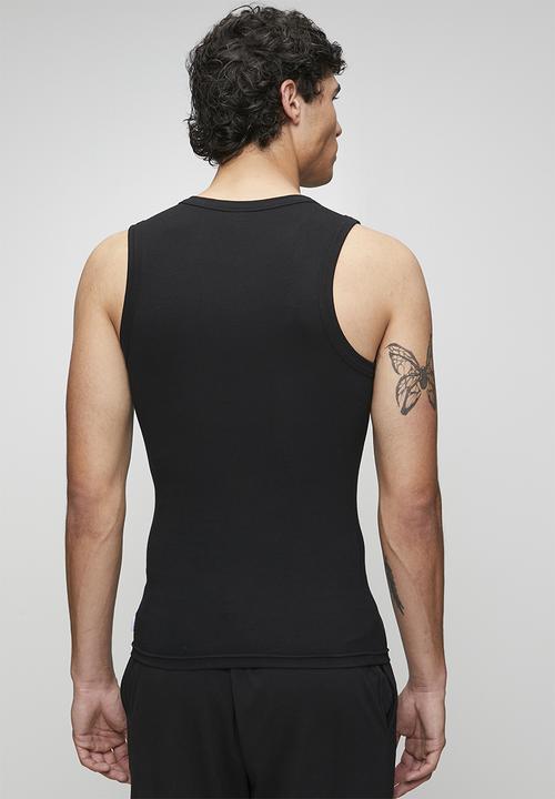 Bear - 2pk cotton elastane vests - black/moonlight navy