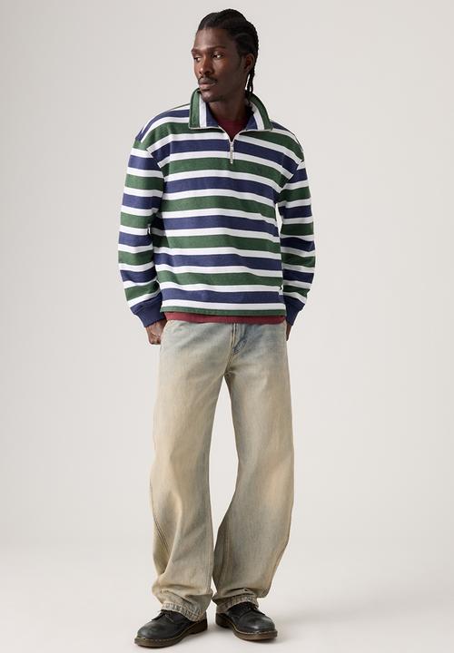 Levi’s® - CAMERON 1/4 ZIP - 0083X-0001 Koby Stripe - KOMBU GREEN HEATHER