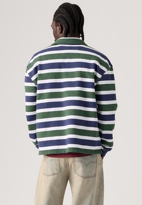 Levi’s® - CAMERON 1/4 ZIP - 0083X-0001 Koby Stripe - KOMBU GREEN HEATHER