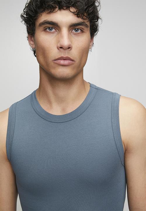 Bear - 2Pk cotton elastane vest - denim blue/dove grey