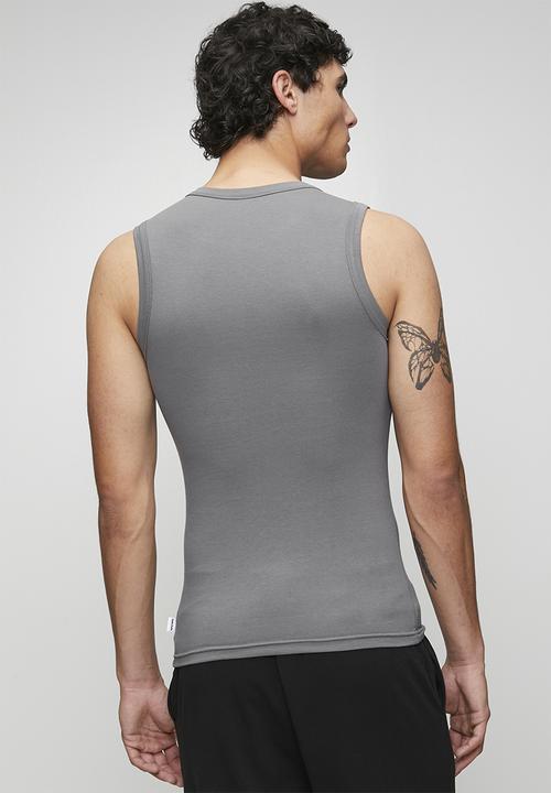 Bear - 2Pk cotton elastane vest - denim blue/dove grey