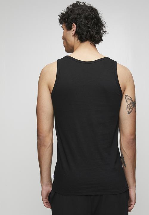 Bear - 2Pk cotton elastane vests - grey melange/black