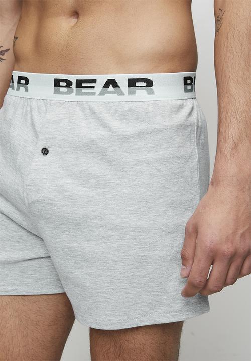 Bear - 2Pk single jersey boxer short - grey melange/black