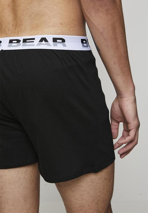 Bear - 2Pk single jersey boxer short - grey melange/black