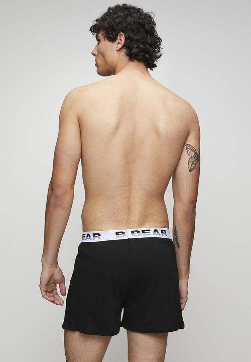 Bear - 2Pk single jersey boxer short - grey melange/black